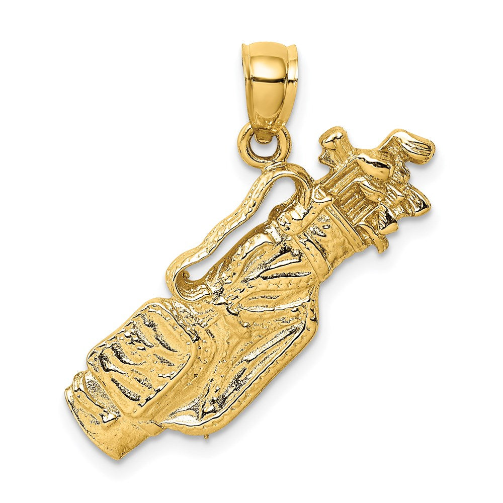 14k Yellow Gold 29.4 mm 2-D Golf Bag and Clubs Charm