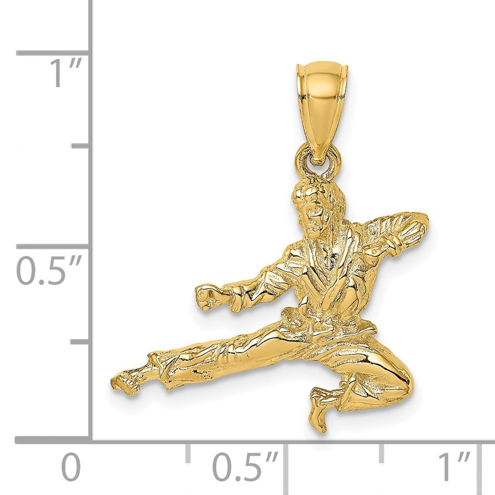 14k Yellow Gold 20.5 mm 3-D Karate Man Pendant