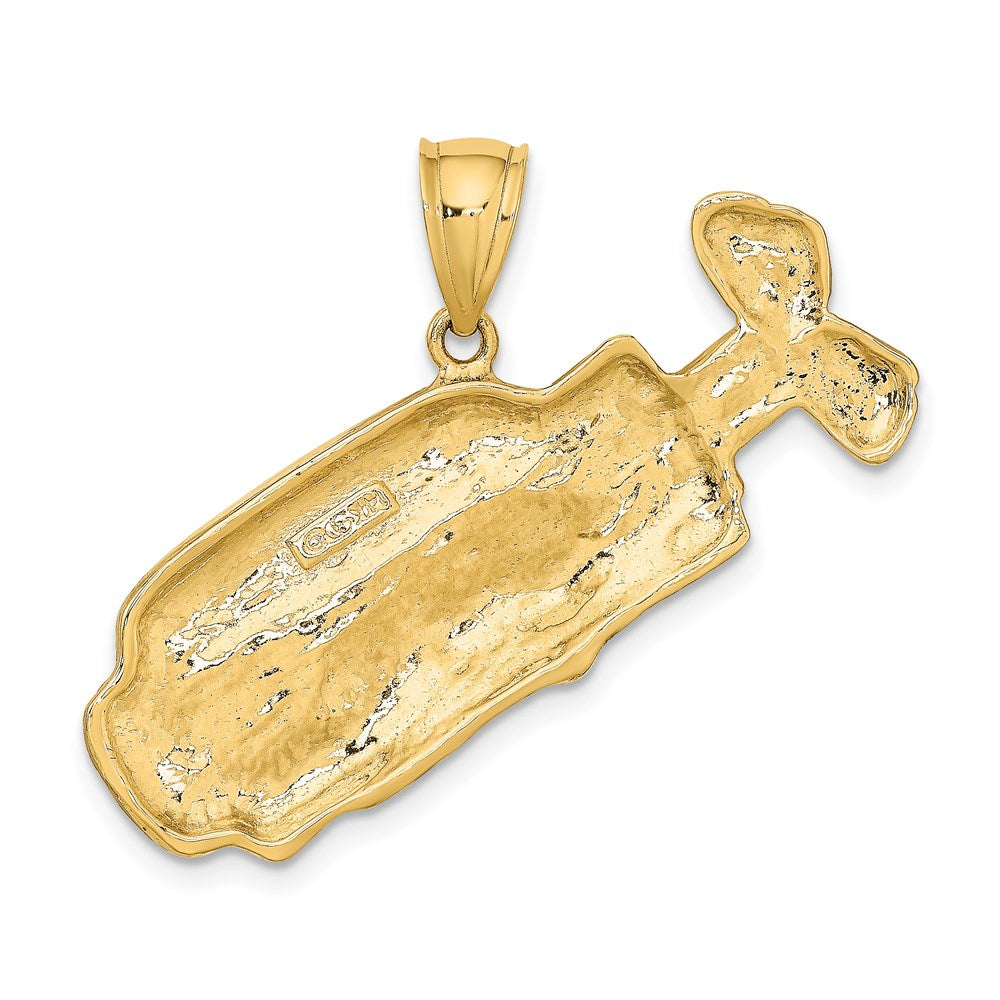 14k Yellow Gold 37.9 mm 2-D and Polished Golf Bag Charm (6.23 grams)