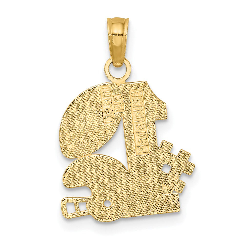 14k Yellow Gold 14.3 mm #1 Football w/ Helmet Charm (1.02 grams)