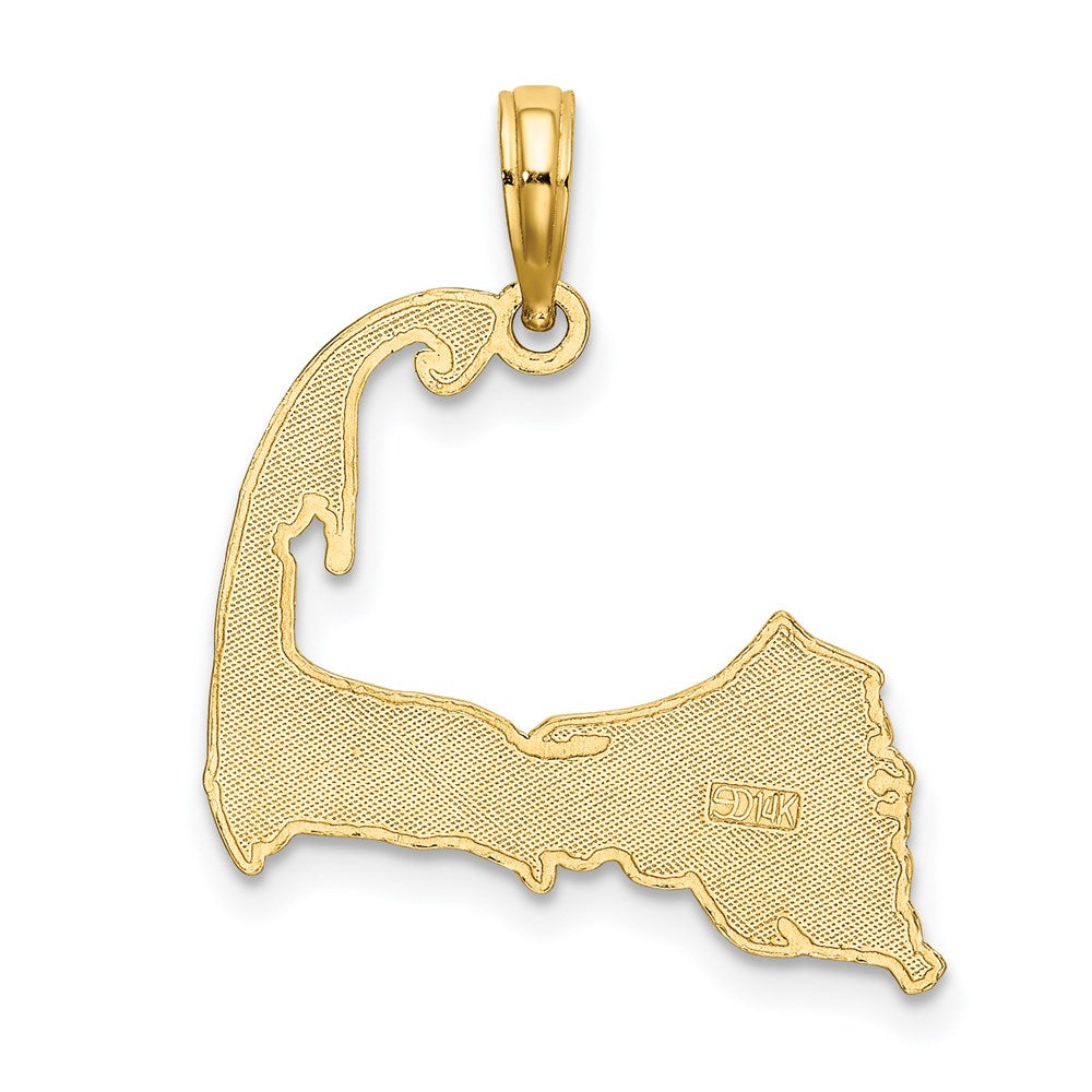 14k Yellow Gold 21.75 mm CAPE COD Map Charm (1.03 grams)