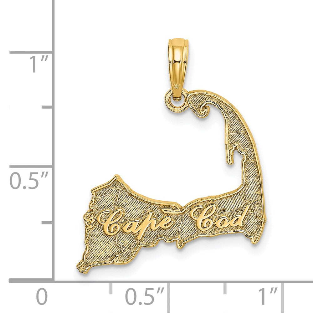 14k Yellow Gold 21.75 mm CAPE COD Map Charm (1.03 grams)