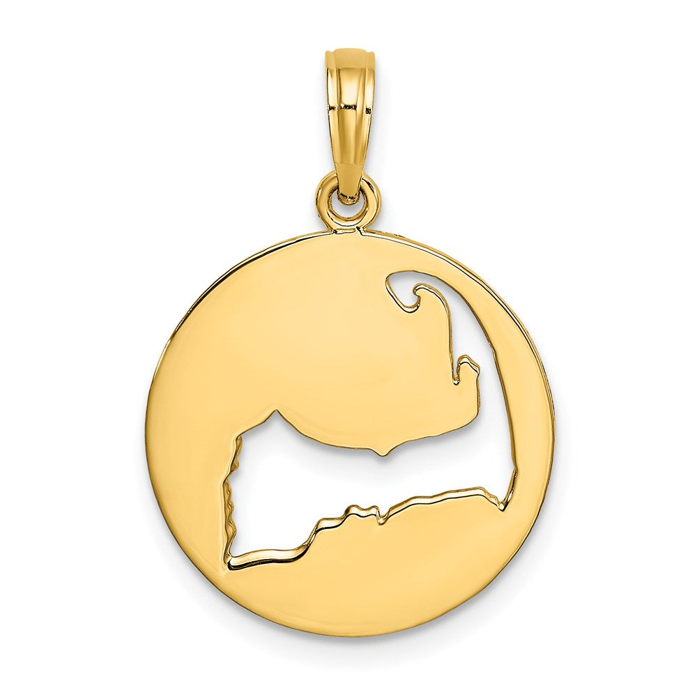 14k Yellow Gold 17.75 mm Polished Cut-Out CAPE COD Map Charm (1.52 grams)