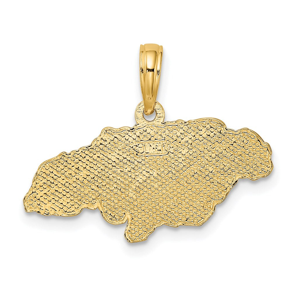 14k Yellow Gold 23.8 mm Textured JAMAICA Map Charm (1.22 grams)