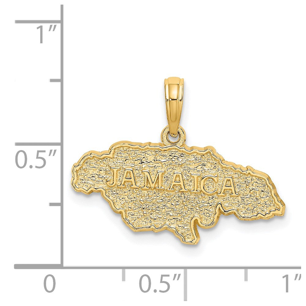 14k Yellow Gold 23.8 mm Textured JAMAICA Map Charm (1.22 grams)