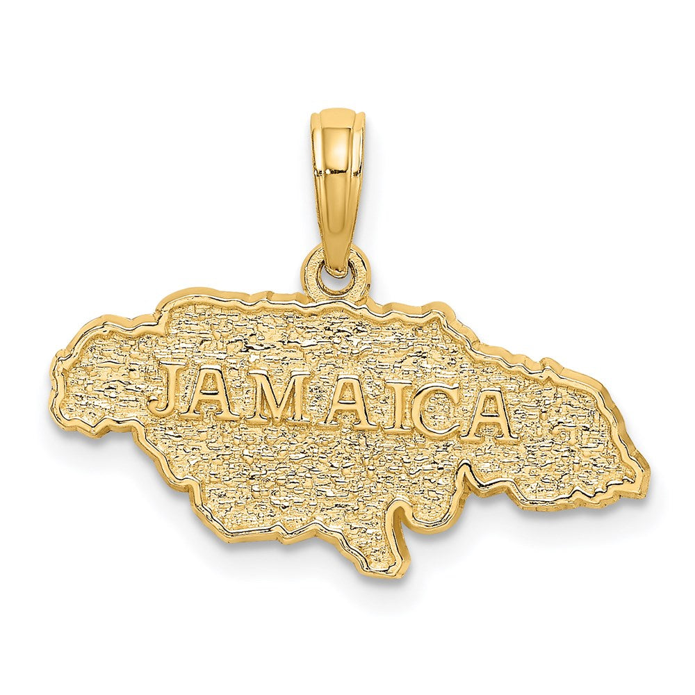 14k Yellow Gold 23.8 mm Textured JAMAICA Map Charm (1.22 grams)