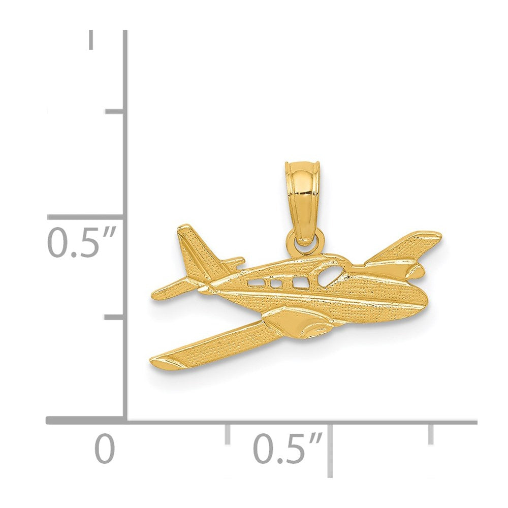 14k Yellow Gold 19 mm Cessna Plane Pendant (0.75 grams)