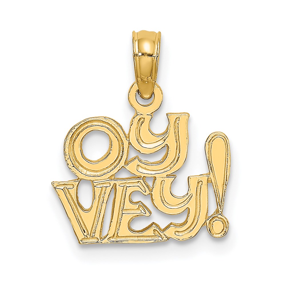 14k Yellow Gold 12 mm Polished and Engraved OY VEY Charm