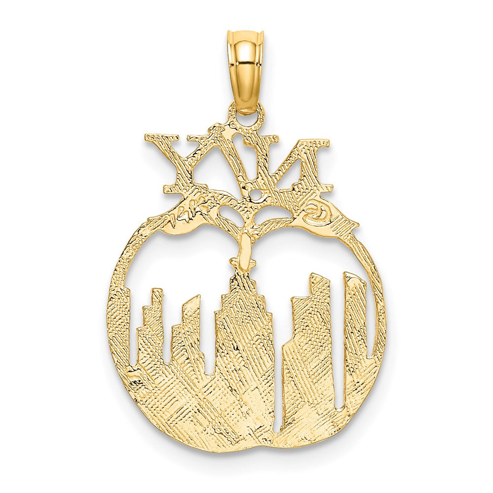 14k Yellow Gold 16.2 mm New York Skyline in Apple Charm (1.14 grams)