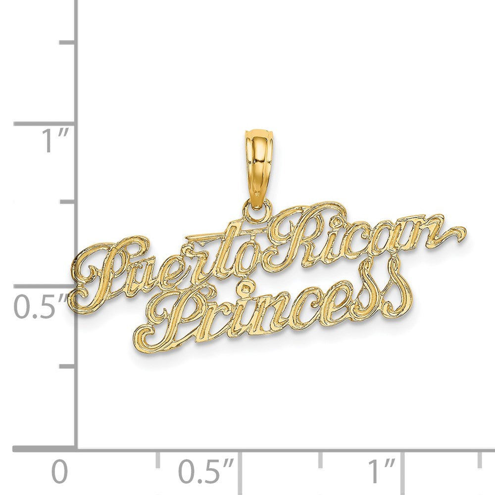 14k Yellow Gold 32.97 mm PUERTO RICAN PRINCESS Charm (1.2 grams)