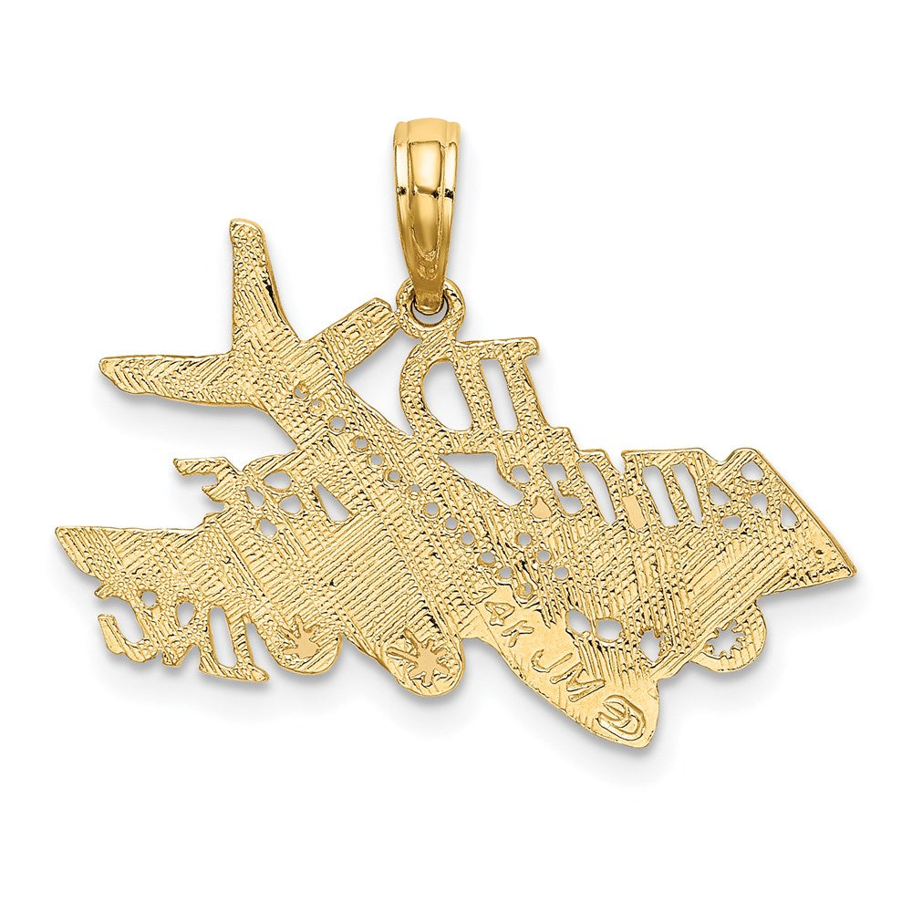 14k Yellow Gold 26.95 mm I'D RATHER BE FLYING Charm (1.7 grams)