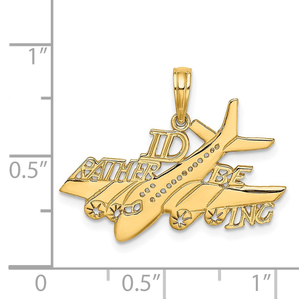14k Yellow Gold 26.95 mm I'D RATHER BE FLYING Charm (1.7 grams)