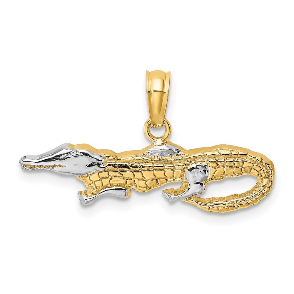 14k Yellow & Rhodium 24.15 mm  2-D Alligator Charm (0.87 grams)