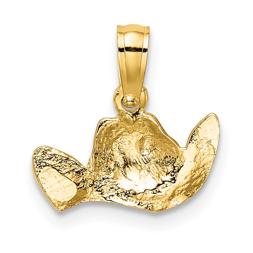 14k Yellow & Rhodium 13.4 mm  Cowboy Hat Charm (0.61 grams)