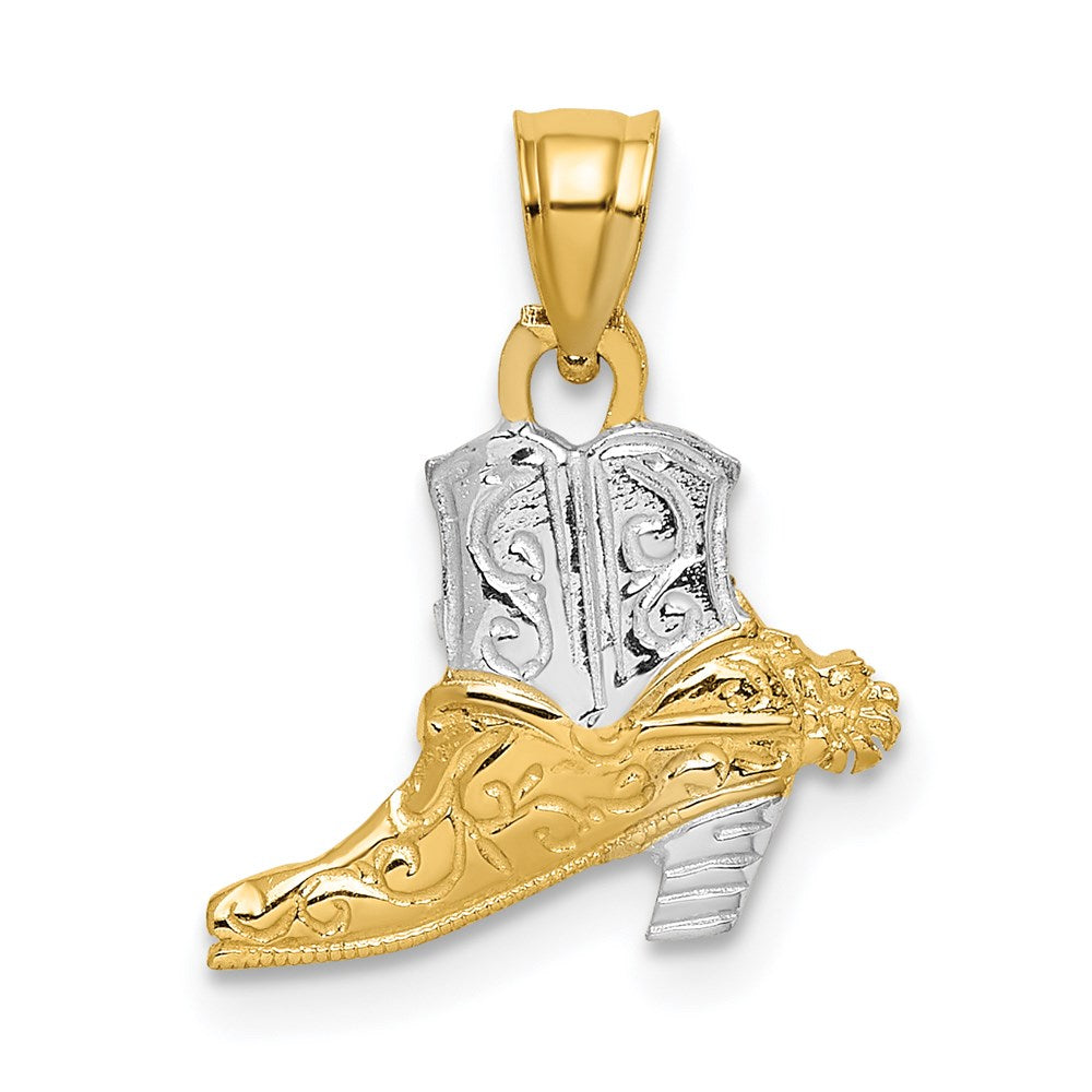 14k Yellow & Rhodium 15.4 mm  Cowboy Boot Charm (0.75 grams)