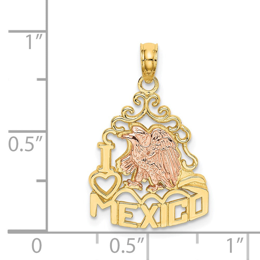 14k Two-tone 15.9 mm I HEART MEXICO w/ Eagle Charm (2.15 grams)