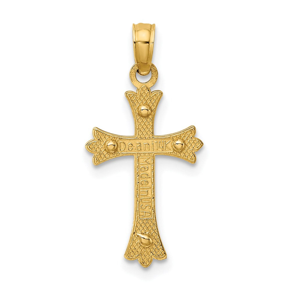 14k Two-tone 12 mm Center Cross Charm (0.91 grams)