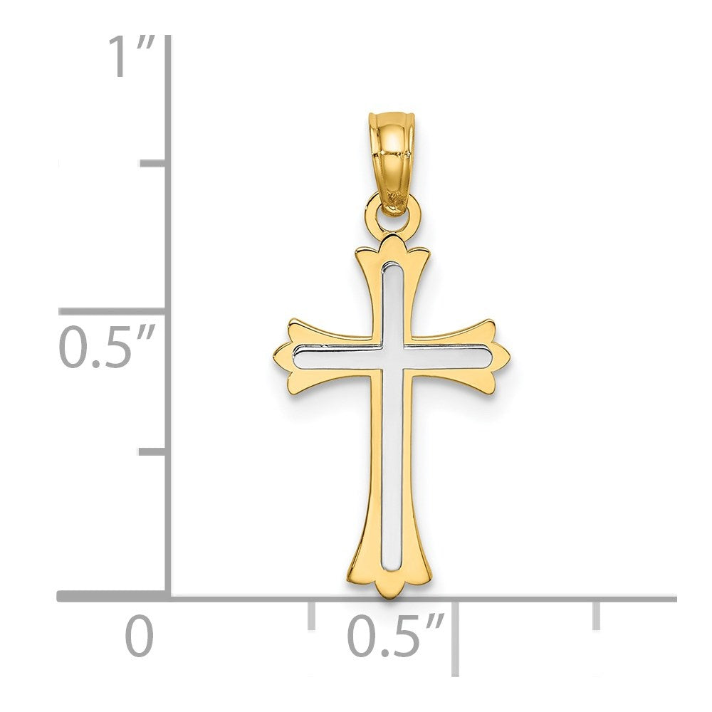 14k Two-tone 12 mm Center Cross Charm (0.91 grams)