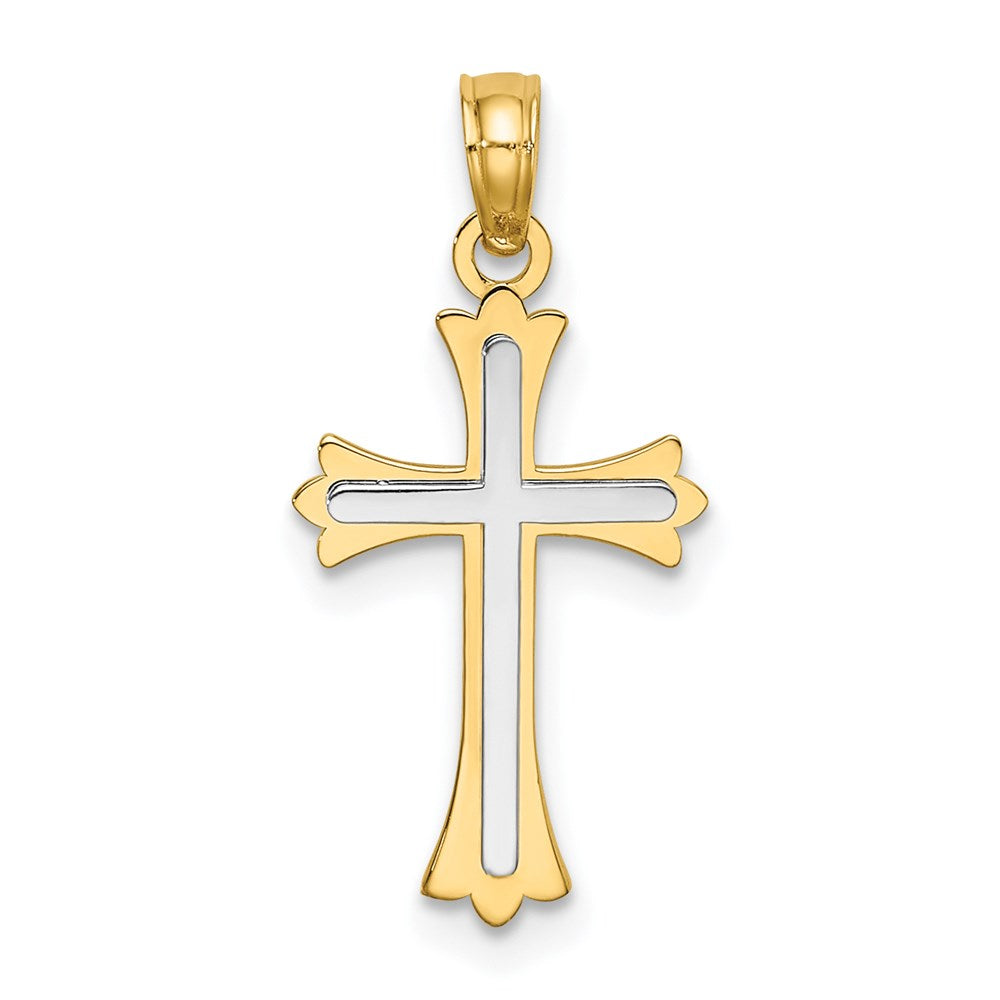 14k Two-tone 12 mm Center Cross Charm (0.91 grams)