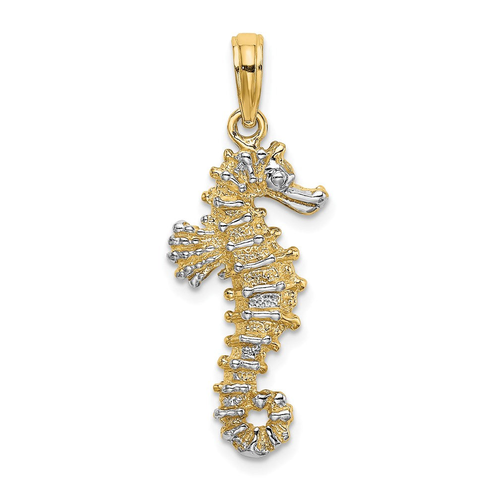 14k Yellow & Rhodium 11.7 mm  3-D Seahorse Charm (2.27 grams)