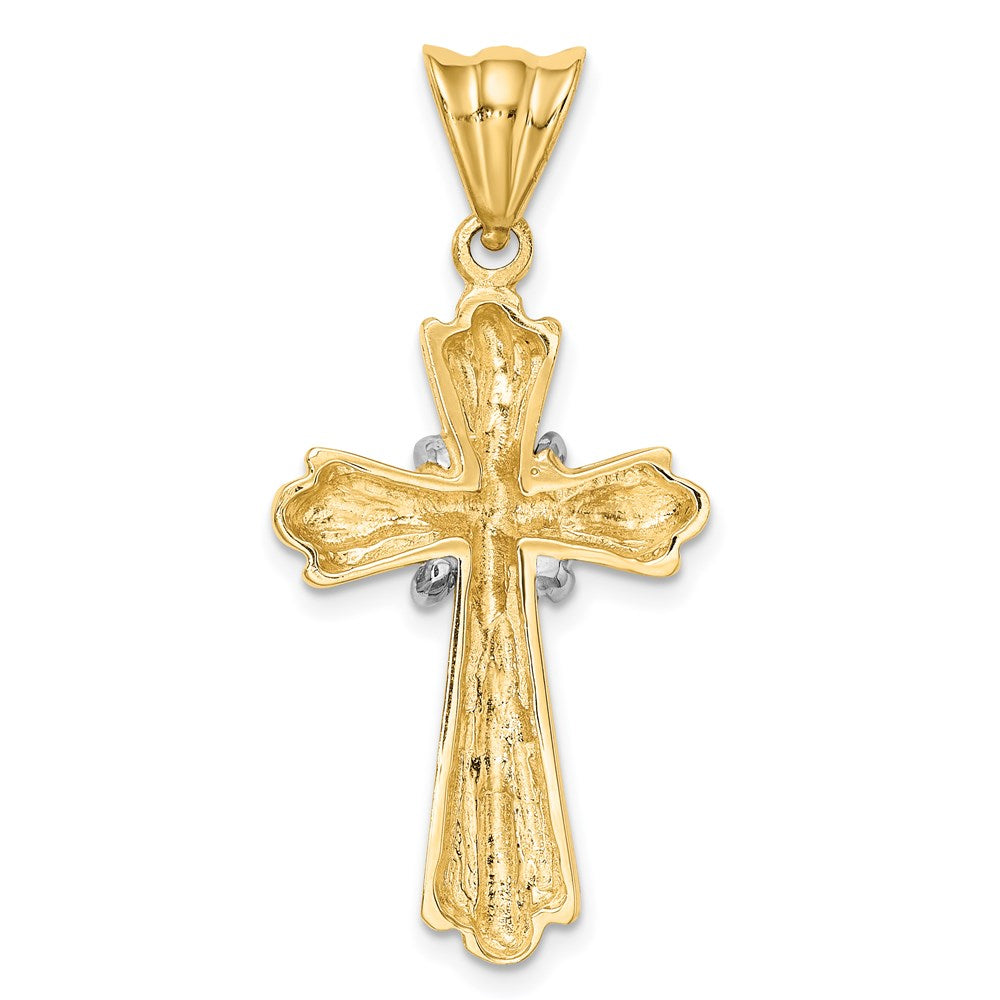 14k Two-tone 17.9 mm Two-Tone Polished Cross X Center Design Charm (3.64 grams)