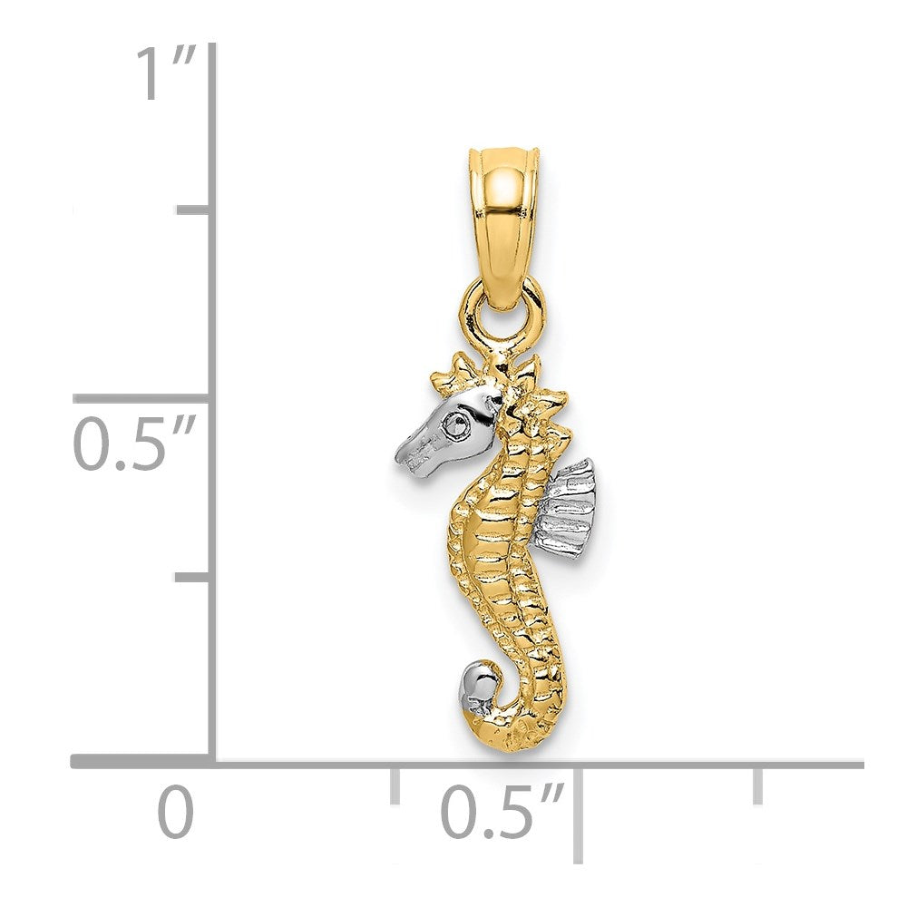 14k Yellow & Rhodium 6.3 mm  Seahorse Charm (0.5 grams)