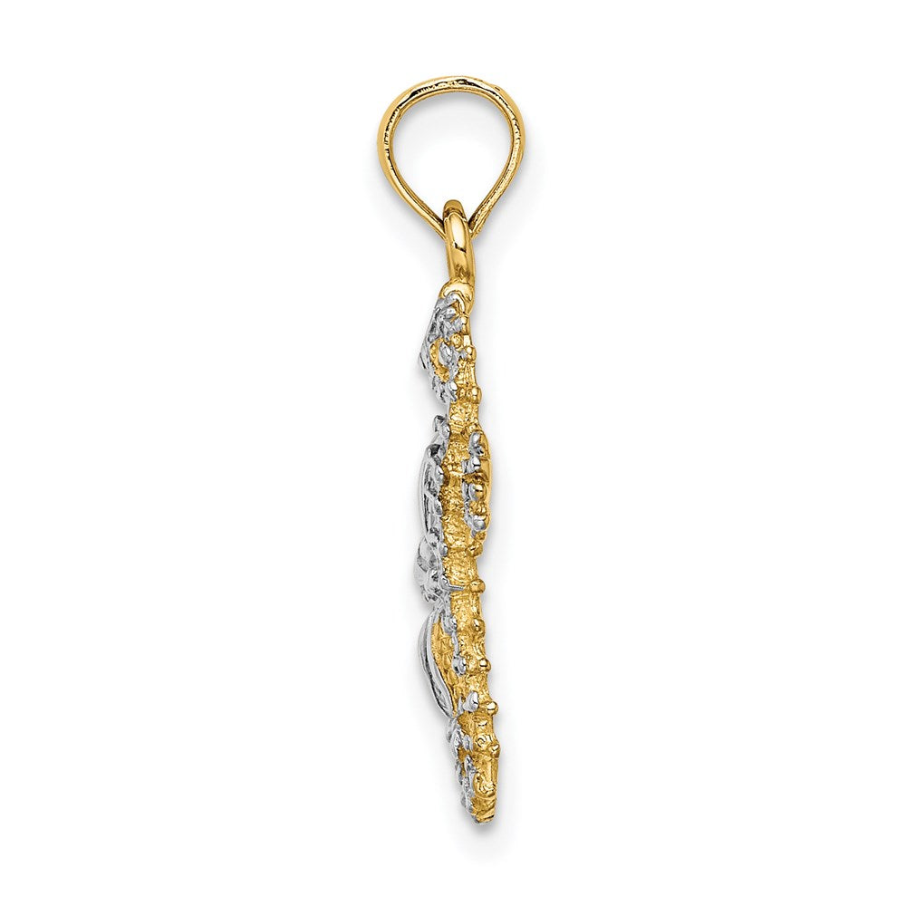 14k Yellow & Rhodium 14.7 mm  Starfish and Seahorse Charm (1.28 grams)