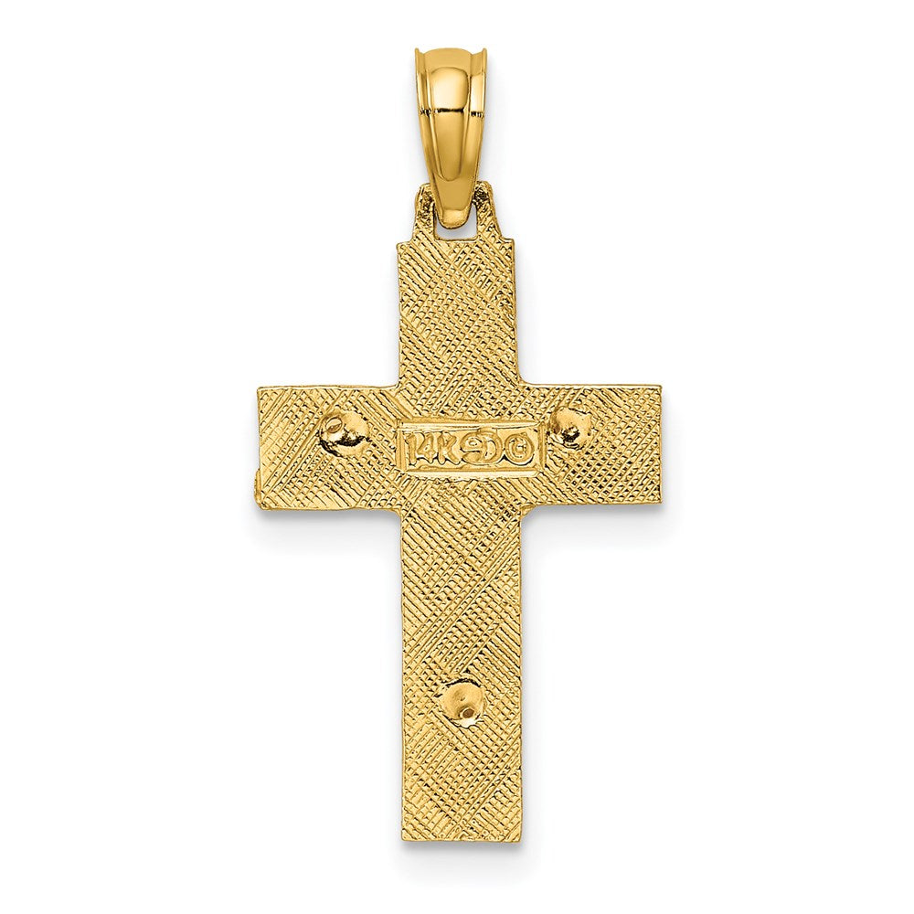 14k Two-tone 13 mm Two-Tone Latin Crucifix Charm (1.1 grams)