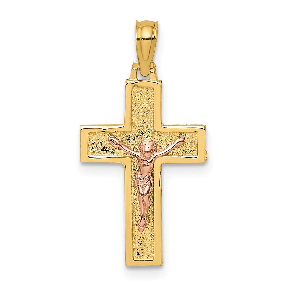 14k Two-tone 13 mm Two-Tone Latin Crucifix Charm (1.1 grams)