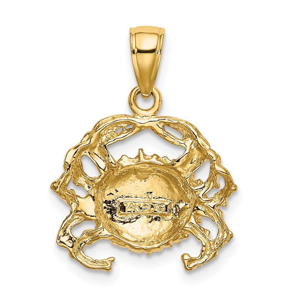14k Yellow & Rhodium 17.4 mm  Polished Crab Charm (2.04 grams)