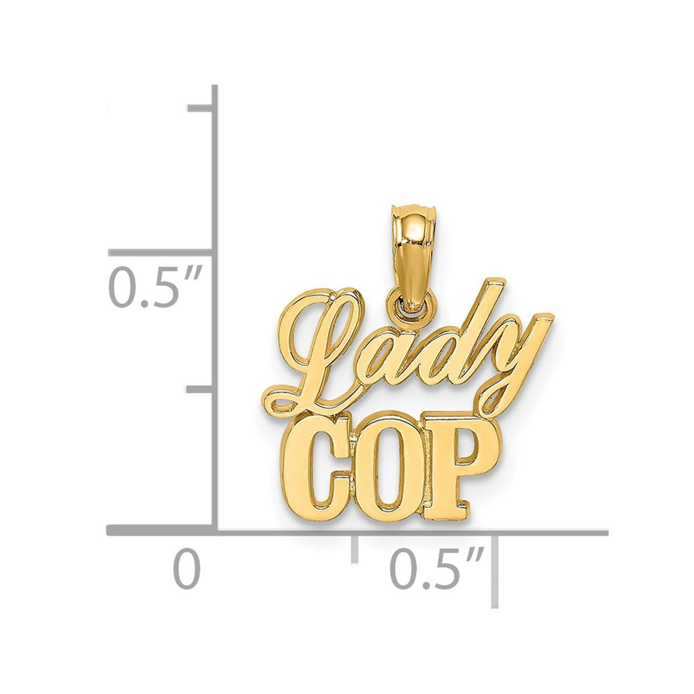14k Yellow Gold 14.3 mm LADY COP Charm (0.74 grams)