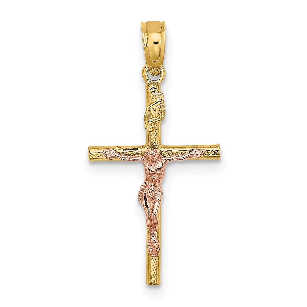 14k Two-tone 12 mm Two-Tone Cross Crucifix Charm (0.94 grams)