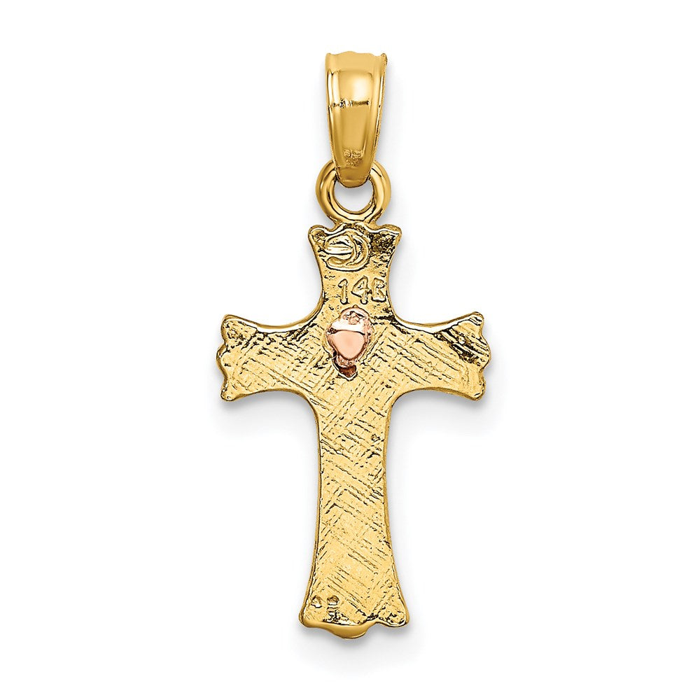 14k Two-tone 10 mm Two-Tone w/ Heart In Cross Charm (0.76 grams)