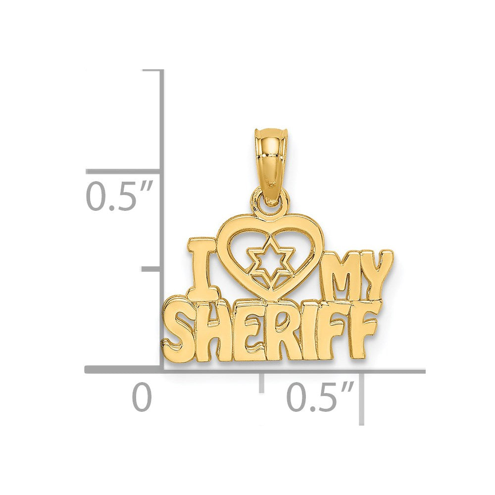 14k Yellow Gold 16.1 mm I HEART MY SHERIFF Charm