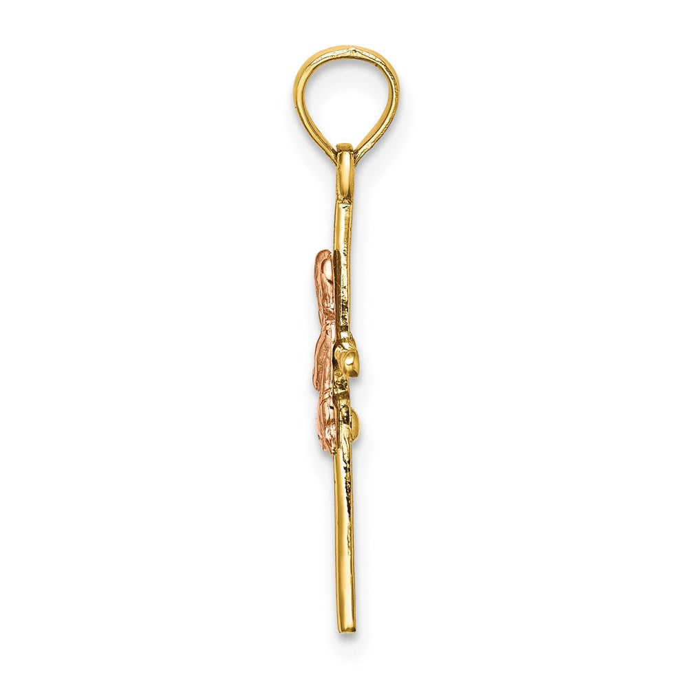 14k Two-tone 14.3 mm Two-Tone 2-D Boy On Cross Charm (0.72 grams)