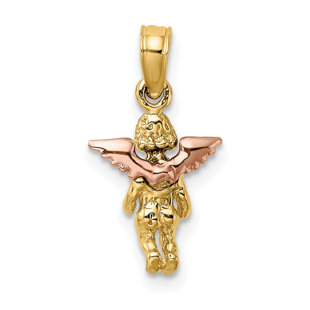 14k Two-tone 10 mm Two-Tone 3-D Mini Guardian Angel Charm