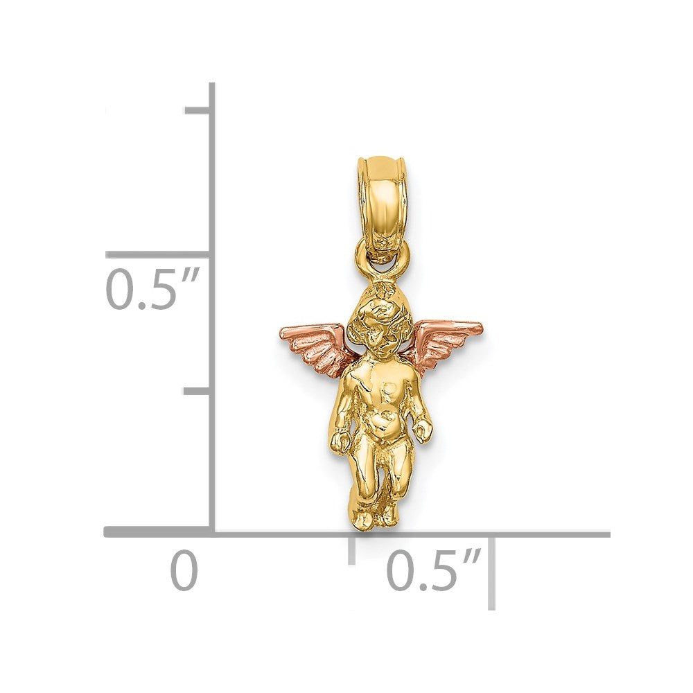 14k Two-tone 10 mm Two-Tone 3-D Mini Guardian Angel Charm (0.9 grams)