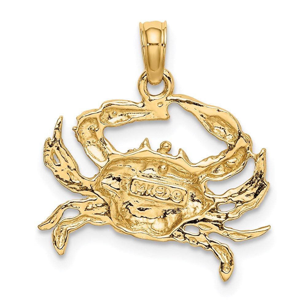 14k Yellow & Rhodium 18.1 mm  Charm Blue Crab Charm (1.67 grams)