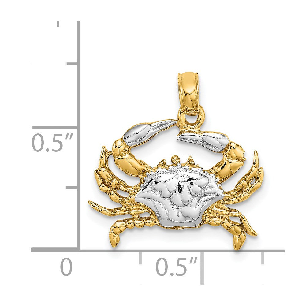 14k Yellow & Rhodium 18.1 mm  Charm Blue Crab Charm (1.67 grams)