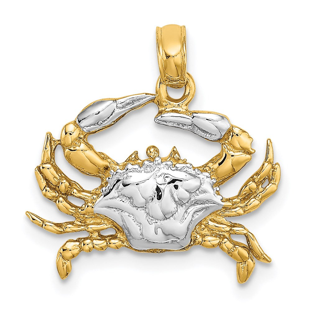 14k Yellow & Rhodium 18.1 mm  Charm Blue Crab Charm (1.67 grams)