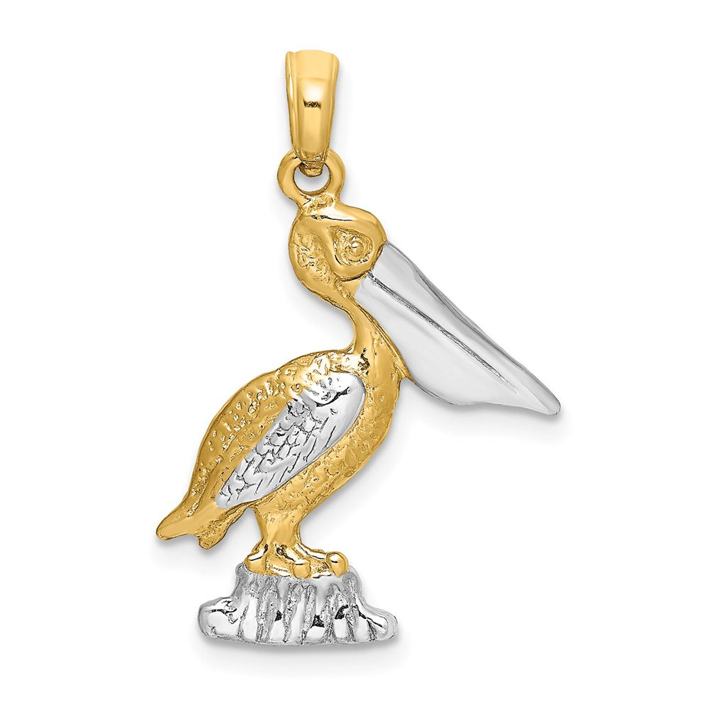 14k Yellow & Rhodium 16 mm  Standing Pelican Charm (1.27 grams)