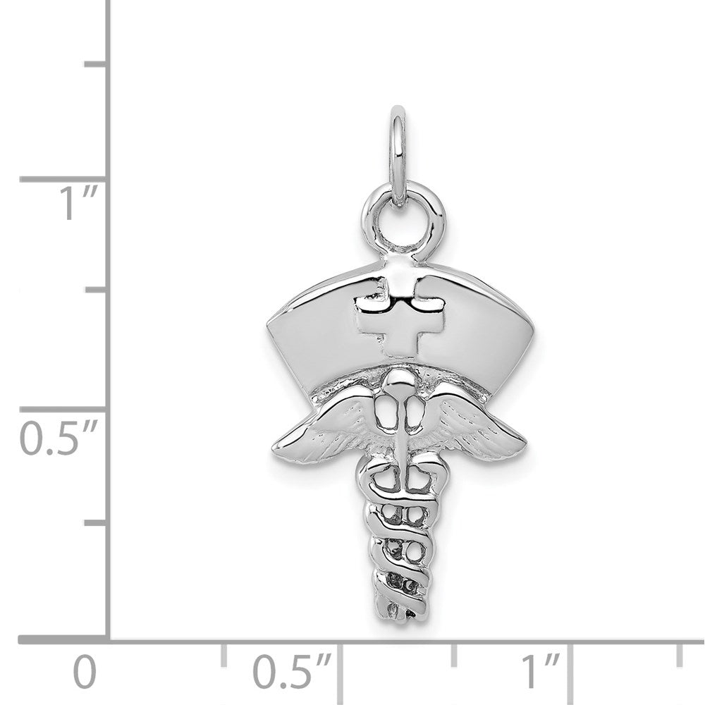 14k White Gold 12 mm Nurse Symbol Charm (1.11 grams)