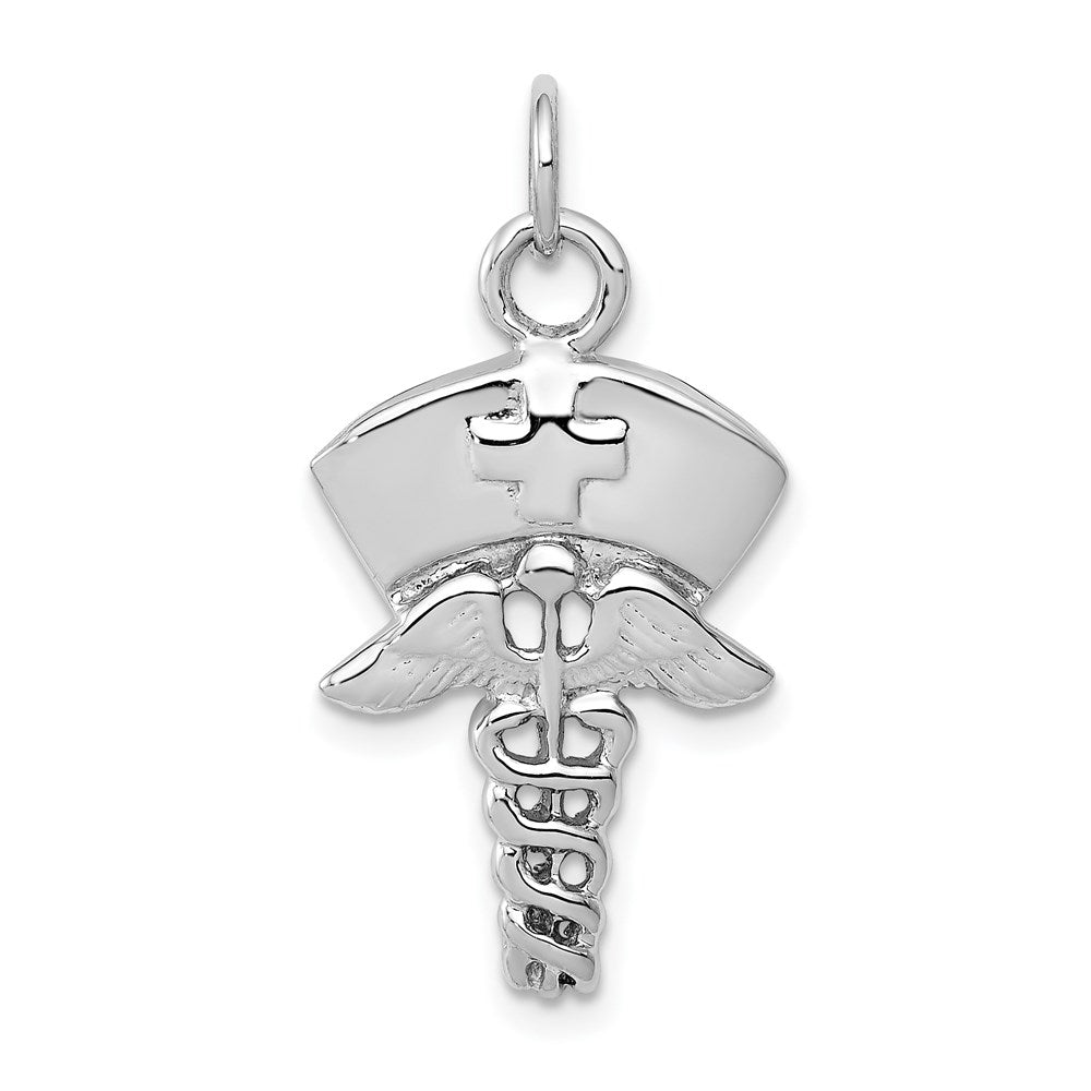 14k White Gold 12 mm Nurse Symbol Charm (1.11 grams)