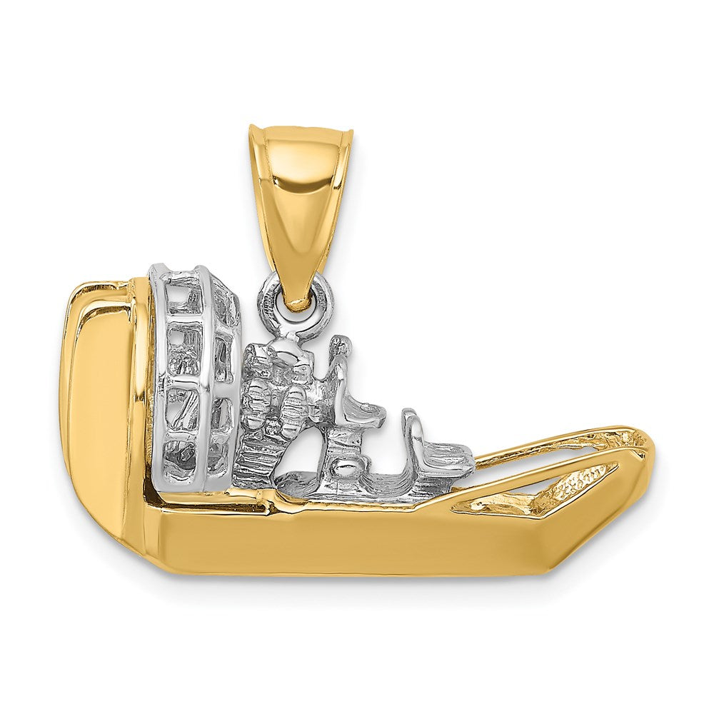 14k Two-tone 27.75 mm Two-Tone 3-D Airboat Charm (8.79 grams)