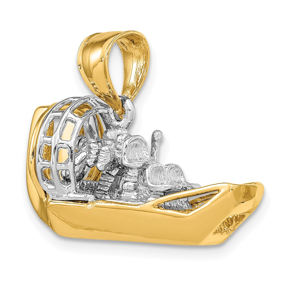 14k Two-tone 27.75 mm Two-Tone 3-D Airboat Charm (8.79 grams)