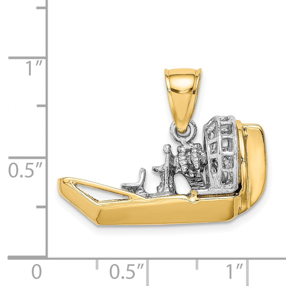 14k Two-tone 27.75 mm Two-Tone 3-D Airboat Charm (8.79 grams)