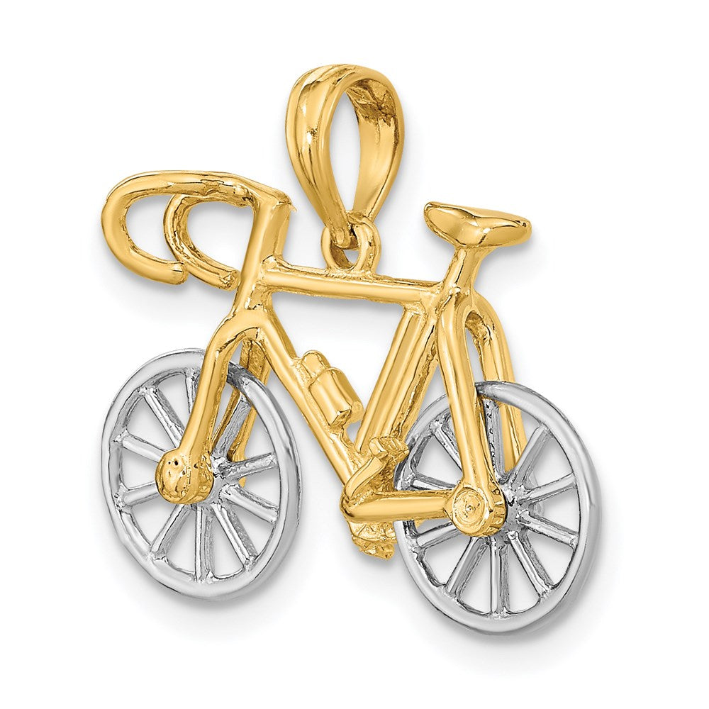 14k Two-tone 22.9 mm 3-D Ten Speed Bicycle Charm (2.26 grams)