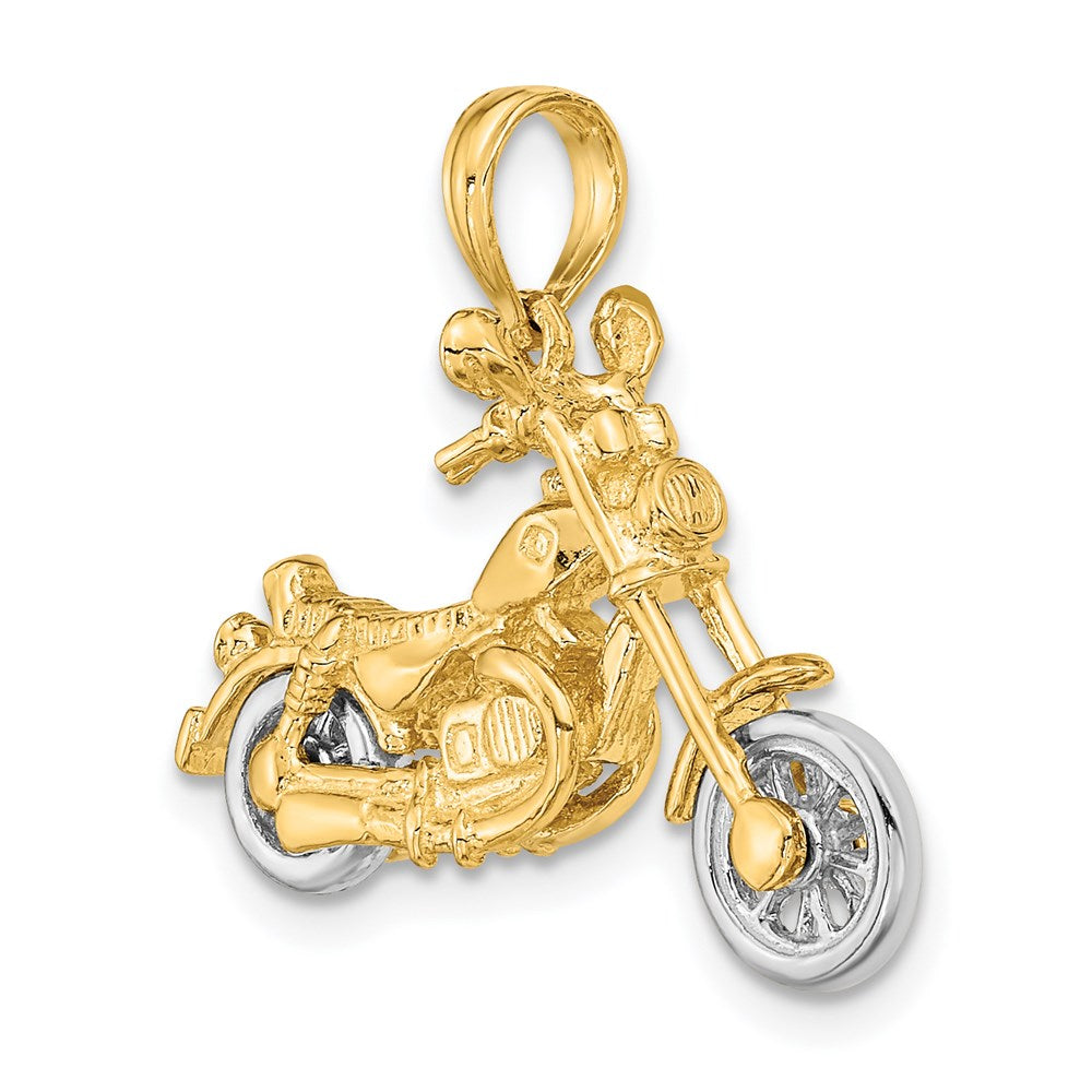 14k Two-tone 25.45 mm 3-D Moveable Motorcycle Charm (3.8 grams)