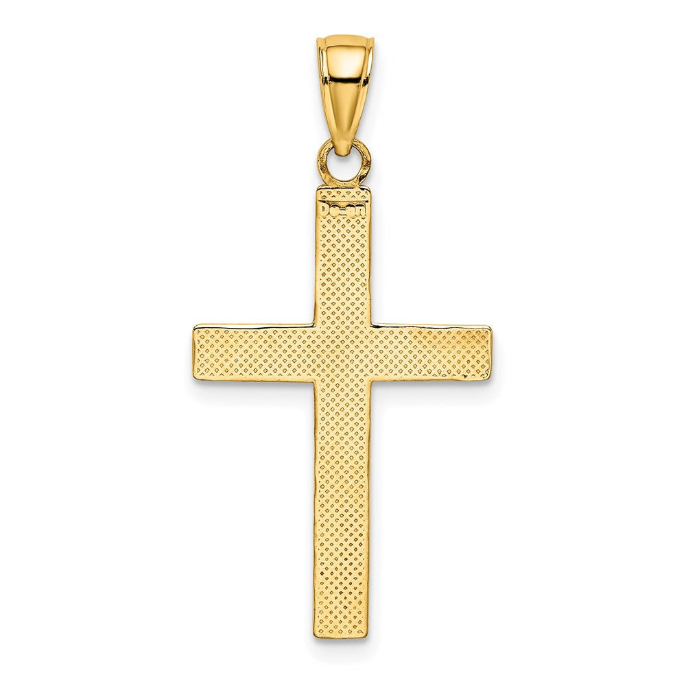 14k Yellow & Rhodium  Polished Tubular Cross Charm (2.53 grams)