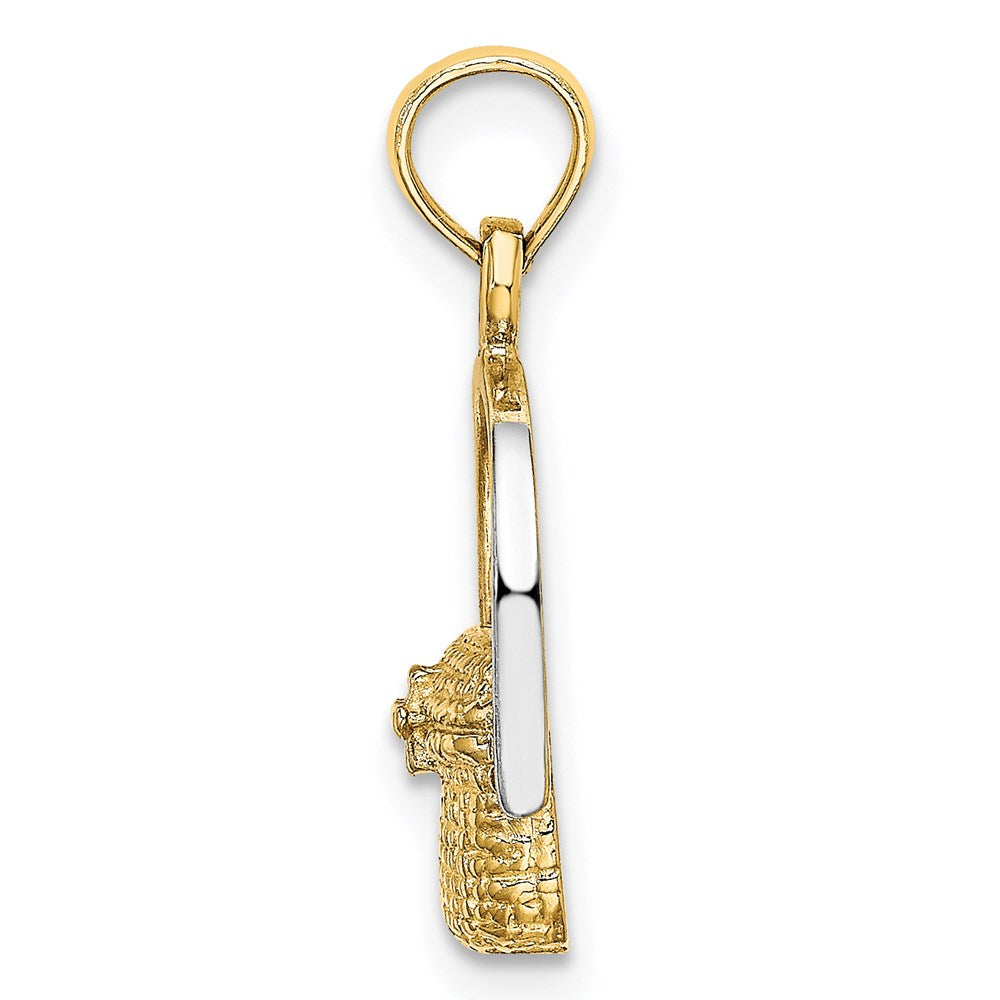 14k Yellow & Rhodium 10.8 mm  2-D Nantucket Basket Charm (1.18 grams)